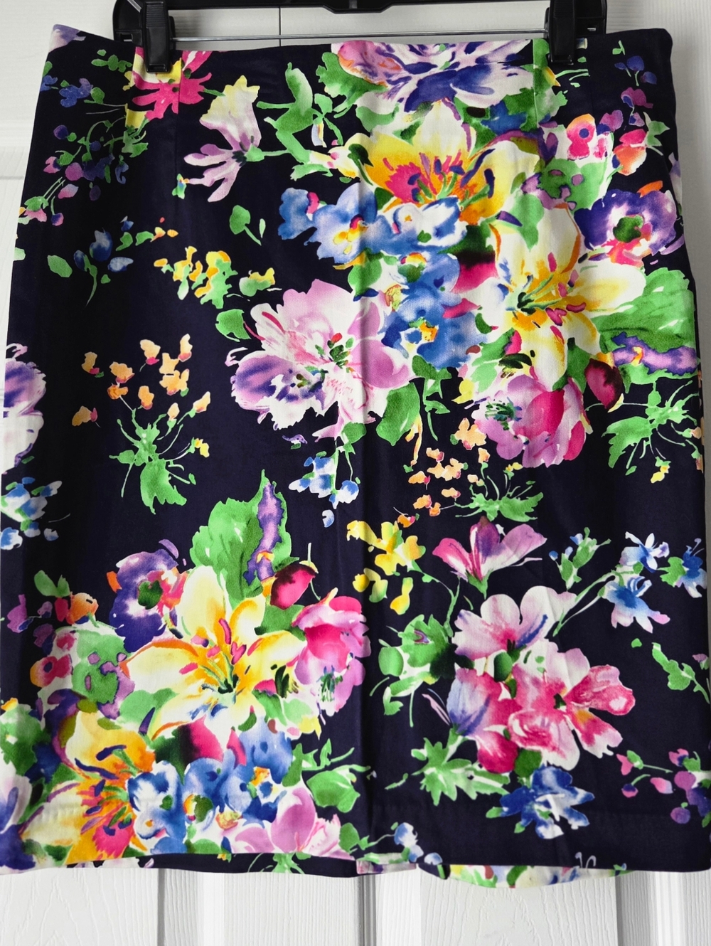 Lauren Ralph Lauren Navy Floral Pencil Skirt Size 14 - Picture 2 of 10